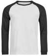 T1170 1170 Tee Jays Unlabeled Baseball T-Shirt White / Black colour image